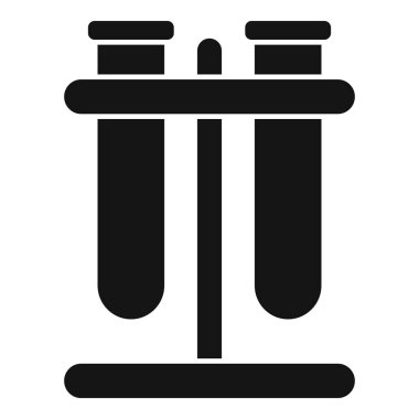 Test tüpü laboratuvar simgesi basit vektör. Bilimsel materyal. Formül virüsü tıbbi