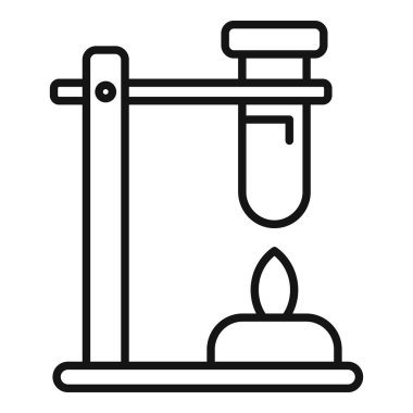 Test tüpü ikonu ana hatları vektörü yakılıyor. Formül biyolojisi. DNA tekil materyal