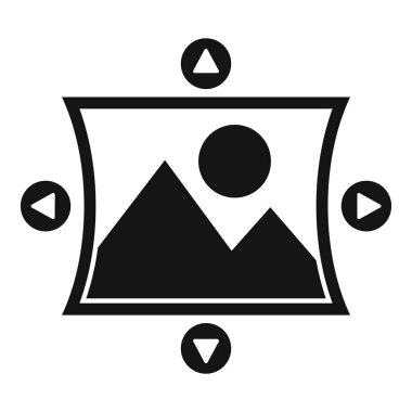 Panorama sanal tur ikonu basit bir vektör. Eğitim gerçek bir yürüyüş. Derece döndür