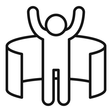 Sanal tur ikonu ana hatlı vektörünüz kutlu olsun. Dijital sanatı kontrol et. Bulut yürüyüşü görüntüleri