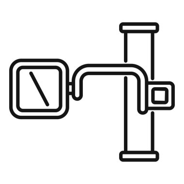 Röntgen aracı hastane ikonu ana hatları vektörü. Klinik sağlığı. Göğüs demeti hastası
