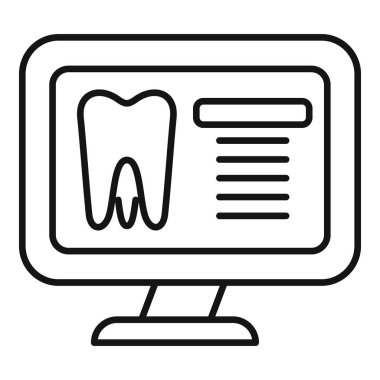 Diş resmi Xray simgesi ana hat vektörü. Tıbbi hayvan bakımı. Sağlık hizmetleri aile bireyi