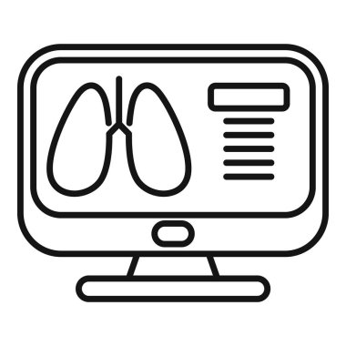 Ciğerlerin görüntü inceleme ikonu ana hatları vektörü. Tarama odası. Kişinin sağlık hizmeti