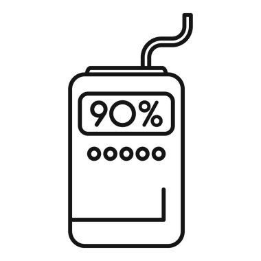 Dijital oksijen yoğunlaştırıcı ikonu ana hat vektörü. İkametgah malzemeleri. Tıbbi yardım uzmanı