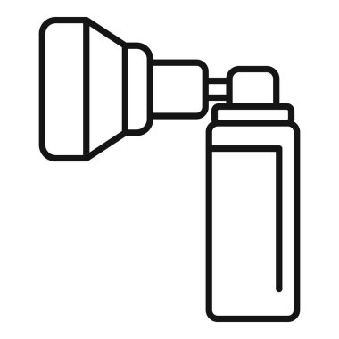 Tıbbi oksijen yoğunlaştırıcı ikon ana hat vektörü. Hava kliniği cihazı. Burun hastalığı.