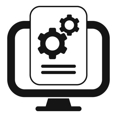 Gear teknik monitörü genel görünüm simgesi basit vektör. Sim pil. Veri desteği