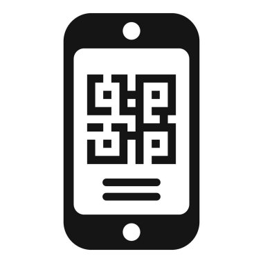 Telefon QR kod simgesi basit vektörünü tara. Zarif bir kart tanıtımı. Resim mağazası alımı