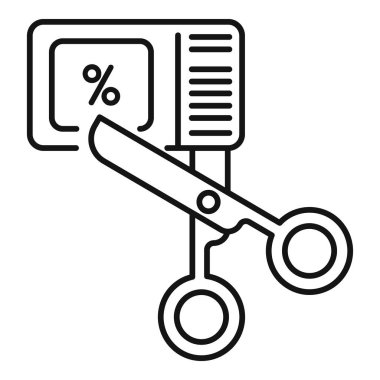 Kupon satış ikonu taslak vektörünü kes. Paket tanıtım teklifi. Takvim özel oranı