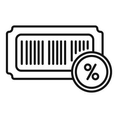 Satış etiketi simgesi ana hatları vektörü. Olay kartı sertifikası. Oran tanıtım anlaşması