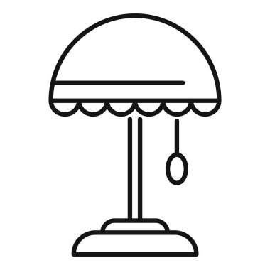 Avize meşale ikonu ana hat vektörü. Lamba yanıyor. Tavan döşemesi.