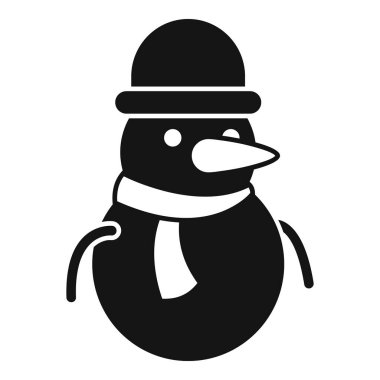 Soğuk Hava Kardan Adam simgesi basit bir vektör. - Mutlu yıllar. Karakter neşeli.