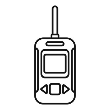 Buz balıkçısı telsizi ikon ana hatları vektörü. Aktivite yemi. Doğa sporu manzarası