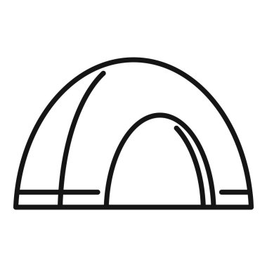 Buz balıkçılığı çadırı ikonu ana hat vektörü. Gündüz sporu. Açık hava festivali