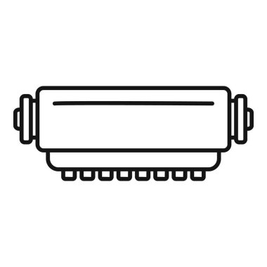 Lazer doldurucu kartuş simgesi dış hat vektörü. Eko pisliği. Enerji elektroniği konserve kutusu