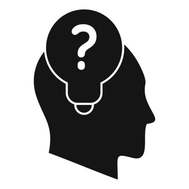 Yeni fikir soru simgesi basit vektör. Kişinin çözümü. Odaklanma süreci nedeni