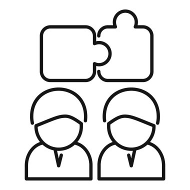 Kritik ekip ikon anahat vektörünü düşünüyor. Zeka küpü. İşlem nedeni