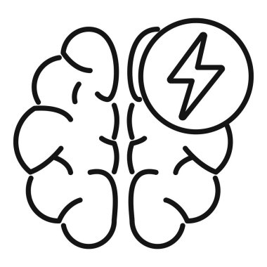 Fırtına düşünme ikonu ana hatları vektörü. Baş iş sebebi. Plan sorunu