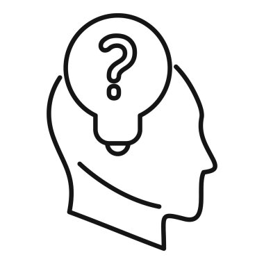 Yeni fikir ikonu ana hatları vektörü. Kişinin çözümü. Odaklanma süreci nedeni