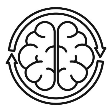 Beyin fırtınası sağlık becerileri ikonu ana hatları vektörü. Destek kolu. Gerginlik hissi