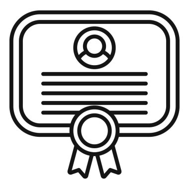 Aday sertifikası diploma simgesi ana hatları vektörü. En iyi kariyer. Asker alımına devam et