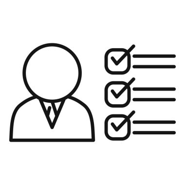 İş portföy ikonu ana hatları vektörü. İnsan özgeçmişi. İşgücü uzmanı