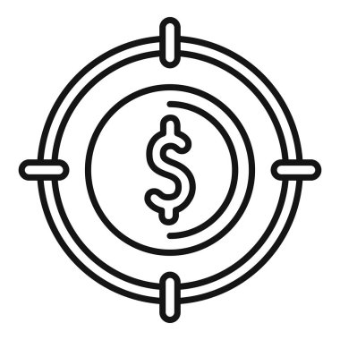 Hedef para yardım simgesi ana hat vektörü. Tarz sahibi bir iş takımı. Aşk destek hediyesi