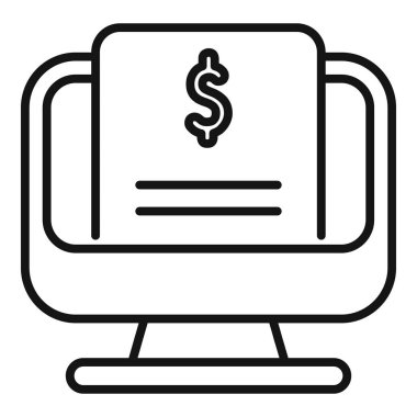 Çevrimiçi para bağışı ikonu ana hatları vektörü. Finansal kar kaynağı. Dünya Bakım Derneği