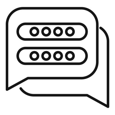 Giriş sohbet kaydı çevrimiçi simge ana hatları vektörü. Dijital banka basamağı. Veri kodu