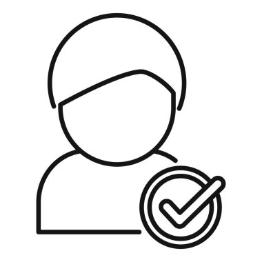 Onaylanmış kişi kayıt ikonu ana hatları vektörü. Sayı formu verisi. İş dijital bankası