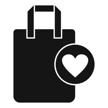 Favori kağıt torba ögesi simgesi basit vektör. Dilek listesi kişisel. Pozitif aşk dükkanı