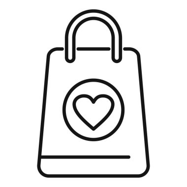 Alışveriş poşeti listesi simgesi ana hatları vektörü. İstek ürünleri bakımı. En sevilen sipariş