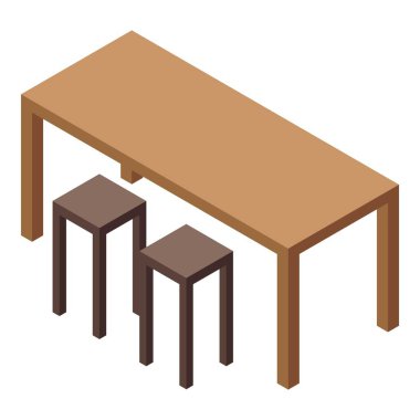 Ahşap mutfak mobilyası ikon izometrik vektörü. Aşçı. Bayan sosyal.