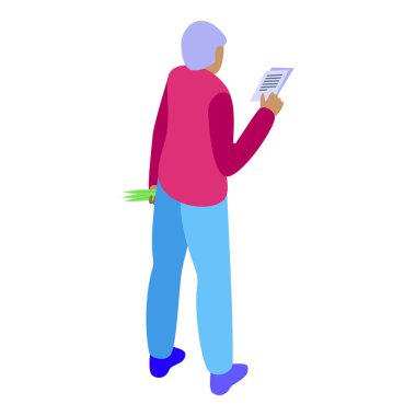 Yaşlı adam ikon izometrik vektörü pişiriyor. Mutfak çalışanı. Eski sağlık hizmetleri