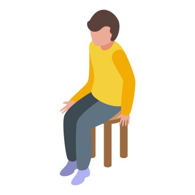 Anaokulu çocuğu satranç ikonu izometrik vektörü oynuyor. Sınıf oyunu. Çocuk oyunu