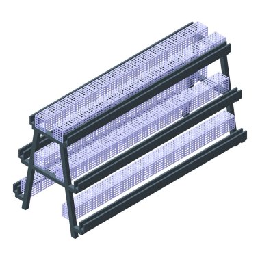 Tavuk kutusu ikonu izometrik vektörü besleniyor. Köy fabrikası. Endüstri istikrarlı tavuk