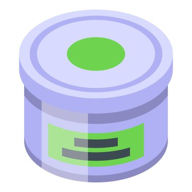 Pamuklu ped yuvarlak kutu izometrik vektörü. Bakım malzemesi. Yuvarlak kutu çemberi