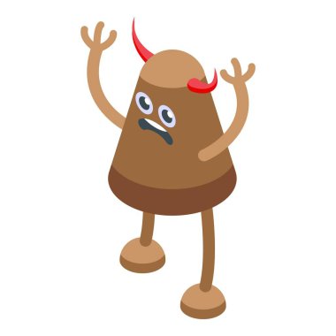 Korkunç uzaylı ikonu izometrik vektörü. Cin Trol. Çirkin komik gülümseme