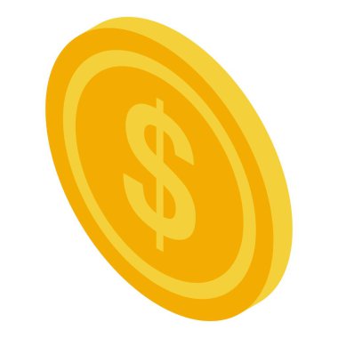 Dolar madeni para dönüştürme ikonu izometrik vektörü. Çevrimiçi takas desteği. Ekonomi bankacılığı