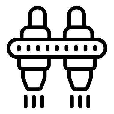 Yatılı simge ana hat vektörünü uçur. Yenilikçi okyanus uçuşu cihazı. Akrobatik su jetpack