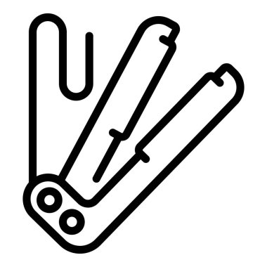 Saç düzleştirici ikon ana hatları vektörü. Elektrikli düzleştirici alet. Kuaför salonu aygıtı