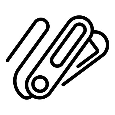 Saç düzleştirme aygıtı ana hatları vektörü. Tımarhanedeki saç bakım aletleri. Saç şekillendirme aracı