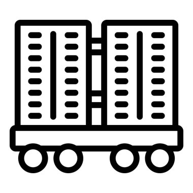 Taşıyıcı yük vagonu taslak vektörü. Malzeme vagonu lojistiği. Tren yolu hareket ediyor.