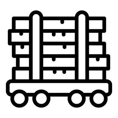 Demiryolu sistemi nakliye ikonu ana hat vektörü. Tren vagonu sevkiyatı. Teslimat malları.