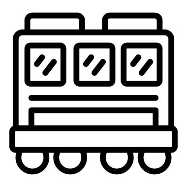 Eşitlenmiş yük vagonu taslak vektörü. Taşıma konteynırı. Demiryolu taşıyıcı dağıtımı