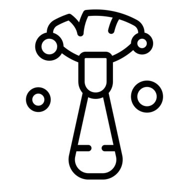 Radyasyon makyaj ikonu ana hatları vektörü oluştur. Profesyonel fırça aplikatörü. Güzellik kozmetik sanatçısı