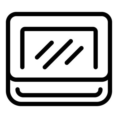 Fırın cam ikonu ana hat vektörü. Fırın kabı. Mutfak pişirme fırını