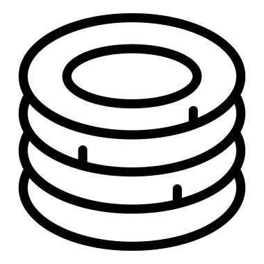 Yemek takımları ikon ana hatları vektörü. Masa takımı servis ekipmanı. Yemek aletleri ev yapımı.