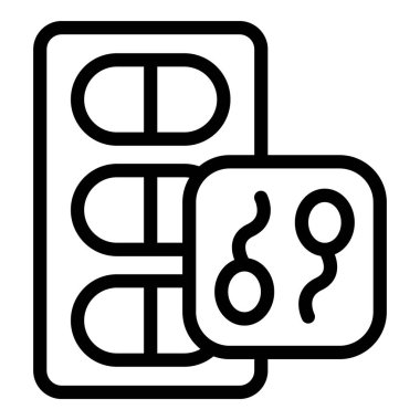 Döllenme aşaması önleme ikonu ana hatları vektörü. Hamilelik olayından kaçının. Hormonal oral doğum kontrolü.