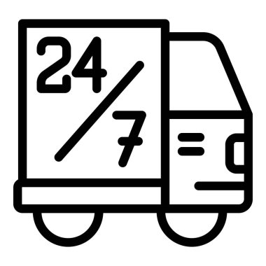 Aralıksız hediye servis ikonu ana hatları vektörü. Sürpriz nakliyat. Yazılım parsel kurye taşımacısıName