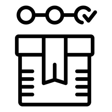 Başarılı hediye teslim ikonu ana hatları vektörü. Sürpriz kurye servisi. Giftware sevkiyat işi